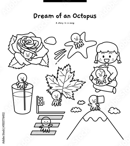  The illustration is of a dream octopus. Octopuses change their appearance with many colors in their dreams.