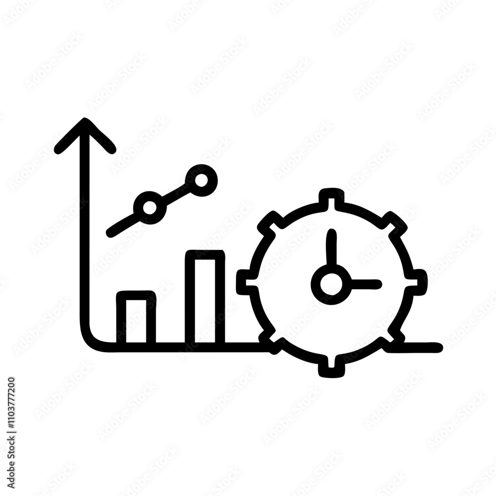 Good icon productivity chart with clock Good icon productivity chart with clock