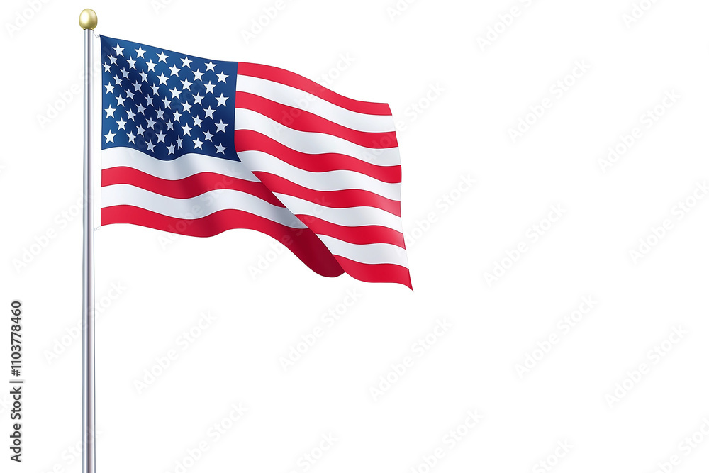 usa flag in pole isolated on transparent white background, png usa flag in pole isolated on transparent white background, png