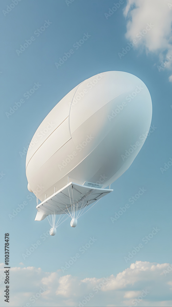 A sleek, futuristic airship floating in a clear blue sky. A sleek, futuristic airship floating in a clear blue sky.