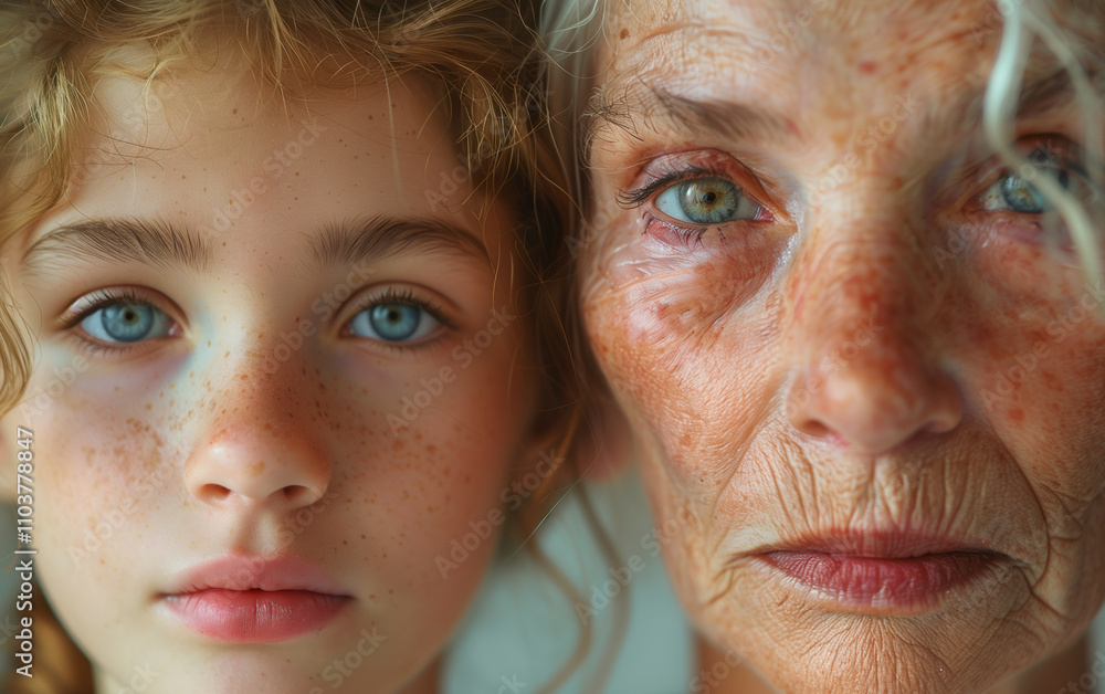 Age Comparison Portrait. Before and After Aging Concept. Aging Process Visualized. Time’s Effect on the Human Face Age Comparison Portrait. Before and After Aging Concept. Aging Process Visualized. Time’s Effect on the Human Face
