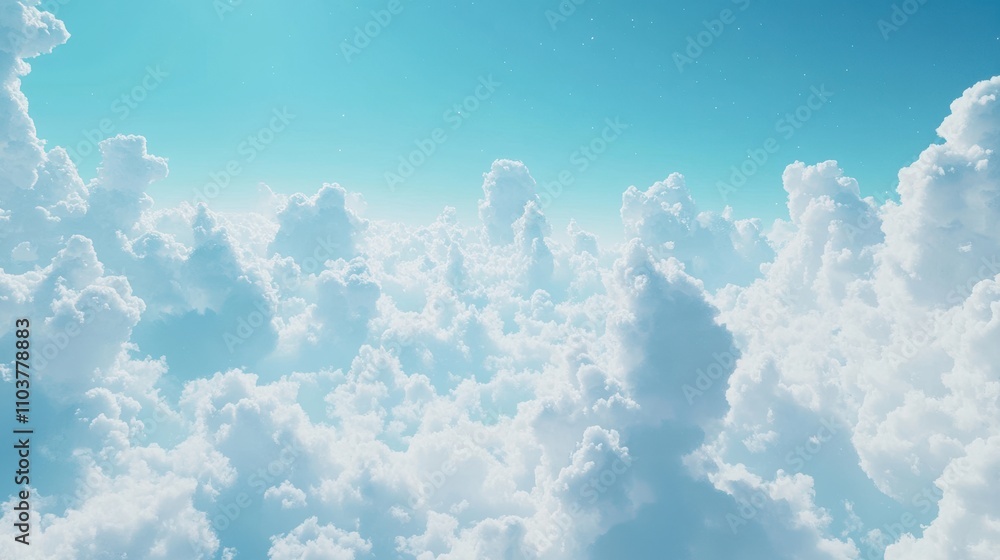 Above the Clouds: A breathtaking aerial view of a boundless expanse of fluffy white clouds beneath a vibrant blue sky, evoking a sense of freedom, serenity, and limitless possibilities. Above the Clouds: A breathtaking aerial view of a boundless expanse of fluffy white clouds beneath a vibrant blue sky, evoking a sense of freedom, serenity, and limitless possibilities.