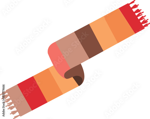 A striped scarf is shown on a white background