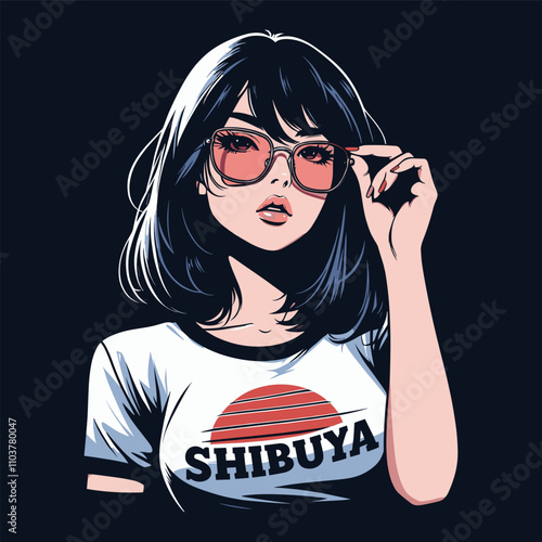 Stylish lofi girl wearing sunglasses