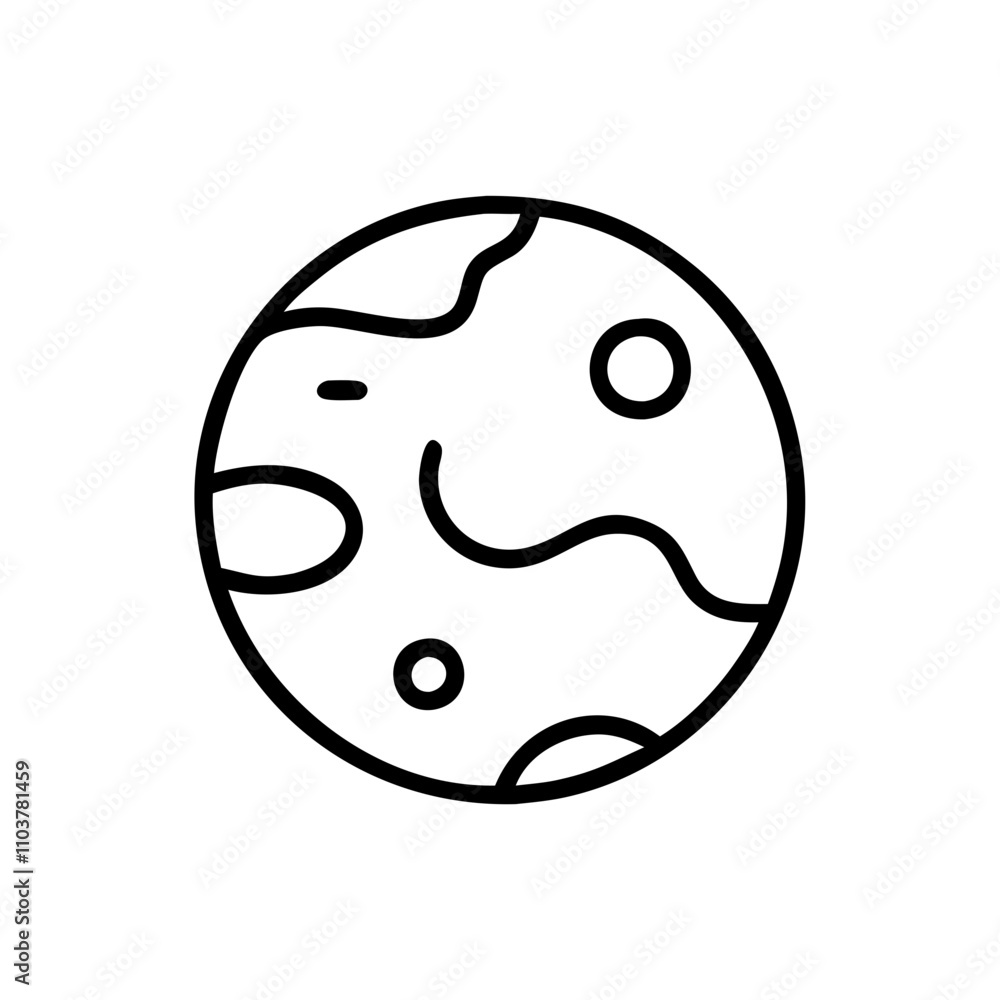 Fototapeta premium Good icon rocky planet with surface lines
