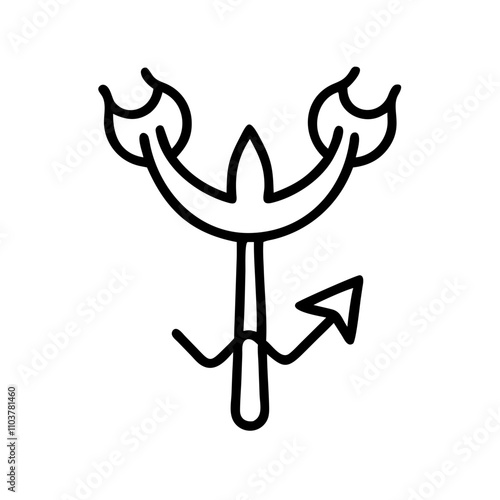 Good icon flaming trident with arrowhead