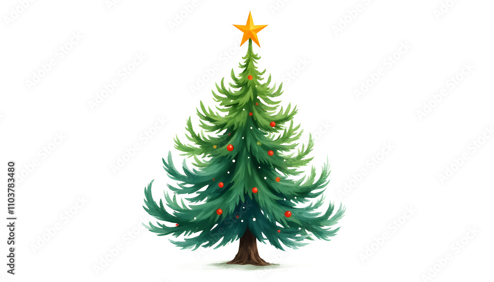 Hand painted watercolor Chirstmas fir tree Hand painted watercolor Chirstmas fir tree