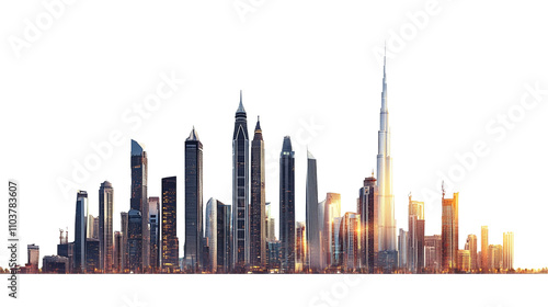 Modern cityscape illustration isolated on white background