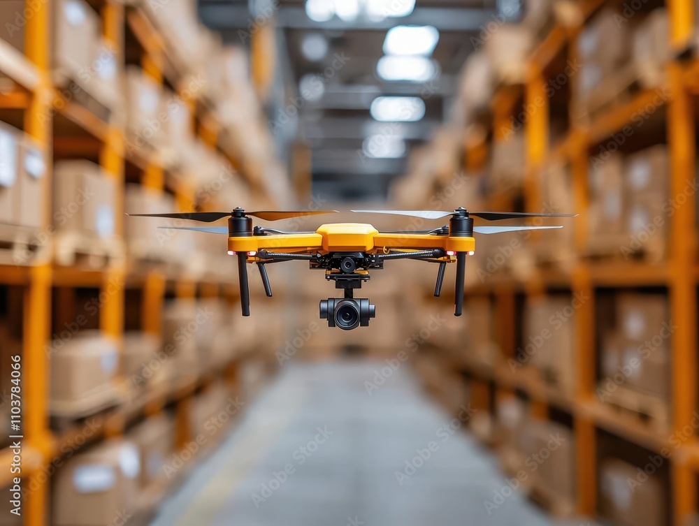 Drones navigating a food warehouse to perform realtime stock audits and logistics updates, Stock audit drones, Innovative, efficient, automated Drones navigating a food warehouse to perform realtime stock audits and logistics updates, Stock audit drones, Innovative, efficient, automated