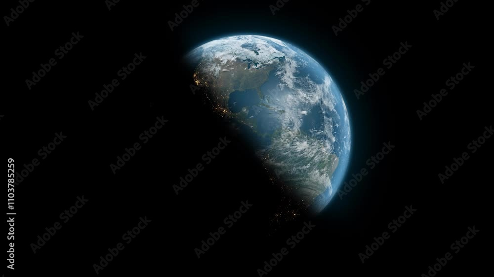 metade o planeta terra no céu escuro. fundo preto