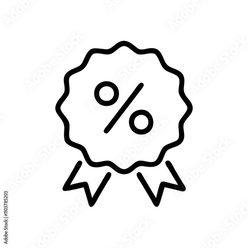 Good icon discount badge with ribbon and percentage symbol