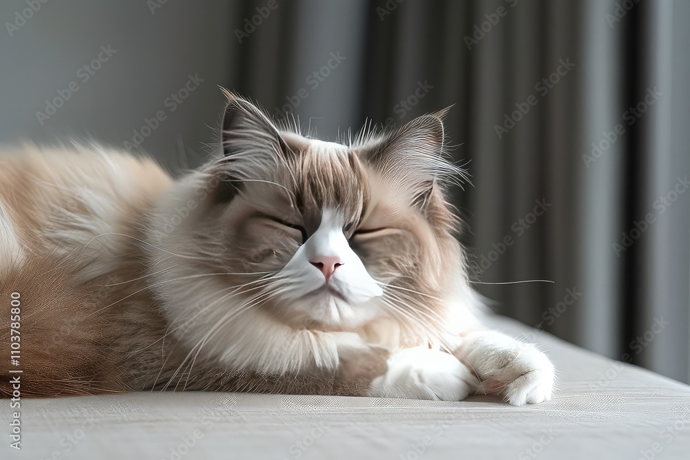Long haired cat in home interior. Long haired cat in home interior.
