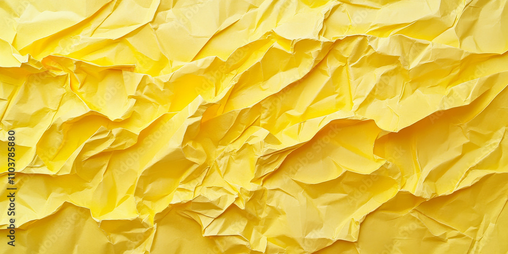 Bright yellow crumpled and creased paper texture, showcasing vibrant tones with dynamic shadows and folds for a bold visual. Bright yellow crumpled and creased paper texture, showcasing vibrant tones with dynamic shadows and folds for a bold visual.