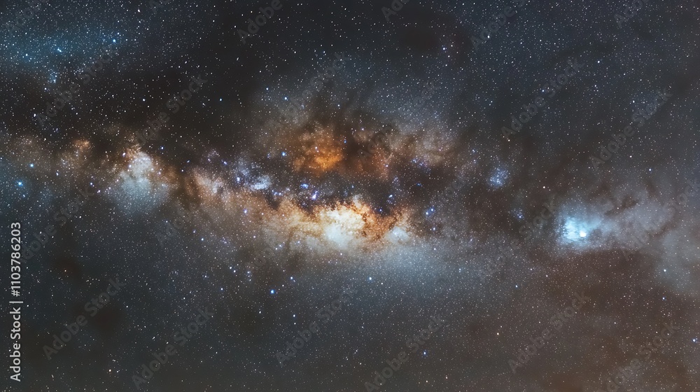 Fototapeta premium Awe-inspiring view of the Milky Way galaxy, showcasing its vibrant colors and cosmic dust.