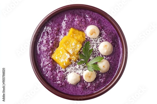 blueberry smooties in a wooden bowl photo