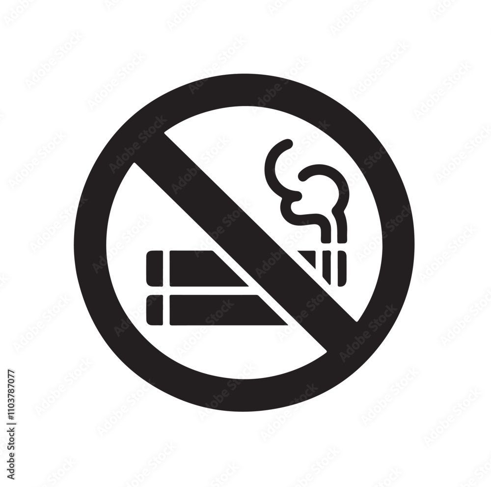 No Smoking prohibition icons, smoking addiction silhouette vector illustration No Smoking prohibition icons, smoking addiction silhouette vector illustration