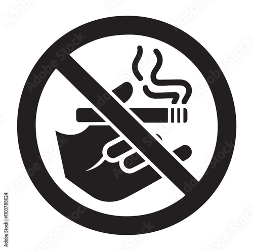 No Smoking prohibition icons, smoking addiction silhouette vector illustration