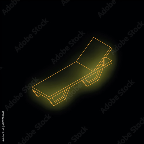 Neon yellow sunbed is glowing on a dark background, creating a vibrant and captivating contrast