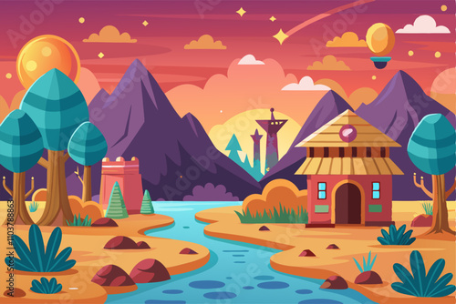 Stunning nature background featuring mountains and rivers.