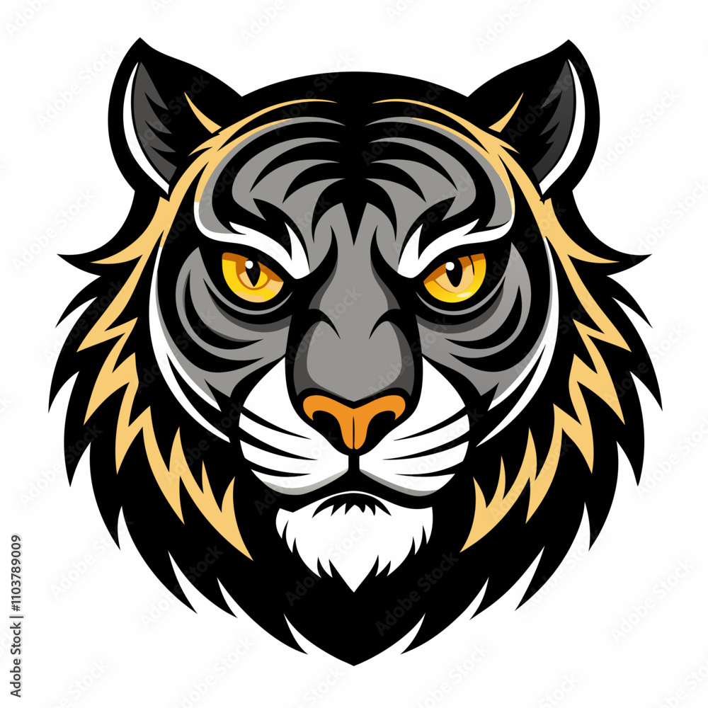 Fototapeta premium Majestic tiger face portrait in vector art.
