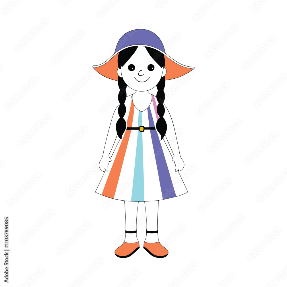 Girl illustration vector isolated white background Girl illustration vector isolated white background