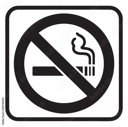 No Smoking prohibition icons, smoking addiction silhouette vector illustration