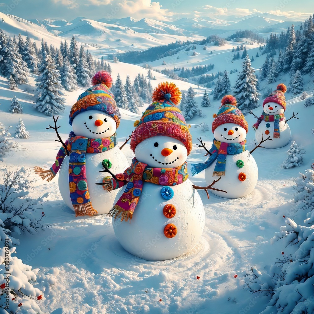 Obraz premium Frosty figures, vibrant and bold.