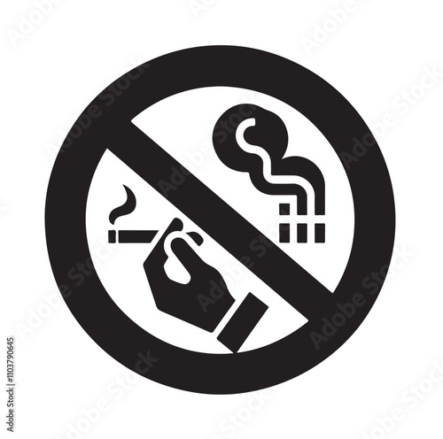 No Smoking prohibition icons, smoking addiction silhouette vector illustration