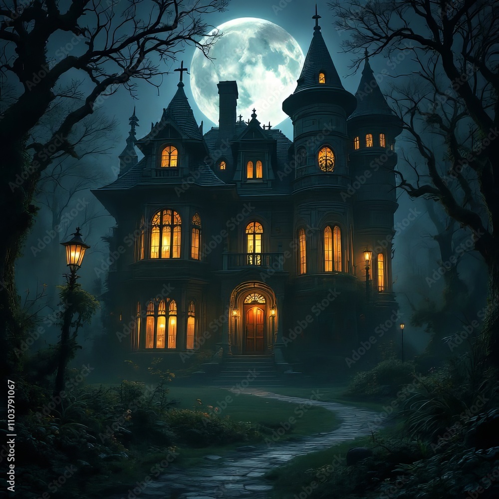 Haunted house, dark repeating scenes, Halloween. Echoes of fright, shadows, and screams. Haunted house, dark repeating scenes, Halloween. Echoes of fright, shadows, and screams.