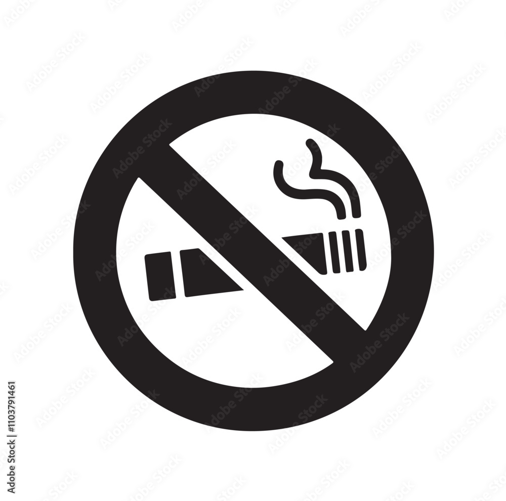 No Smoking prohibition icons, smoking addiction silhouette vector illustration No Smoking prohibition icons, smoking addiction silhouette vector illustration