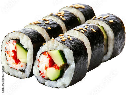 Some delicious suhi maki. Transparent background. 