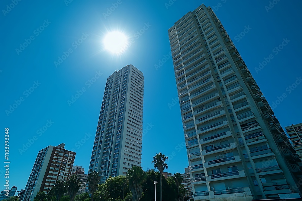 Bright Sun Glare on High-Rise Residential Towers Bright Sun Glare on High-Rise Residential Towers