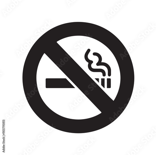 No Smoking prohibition icons, smoking addiction silhouette vector illustration