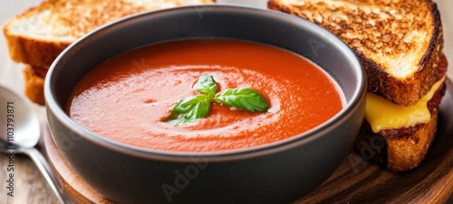 Delicious Tomato Soup with Grilled Cheese Sandwich