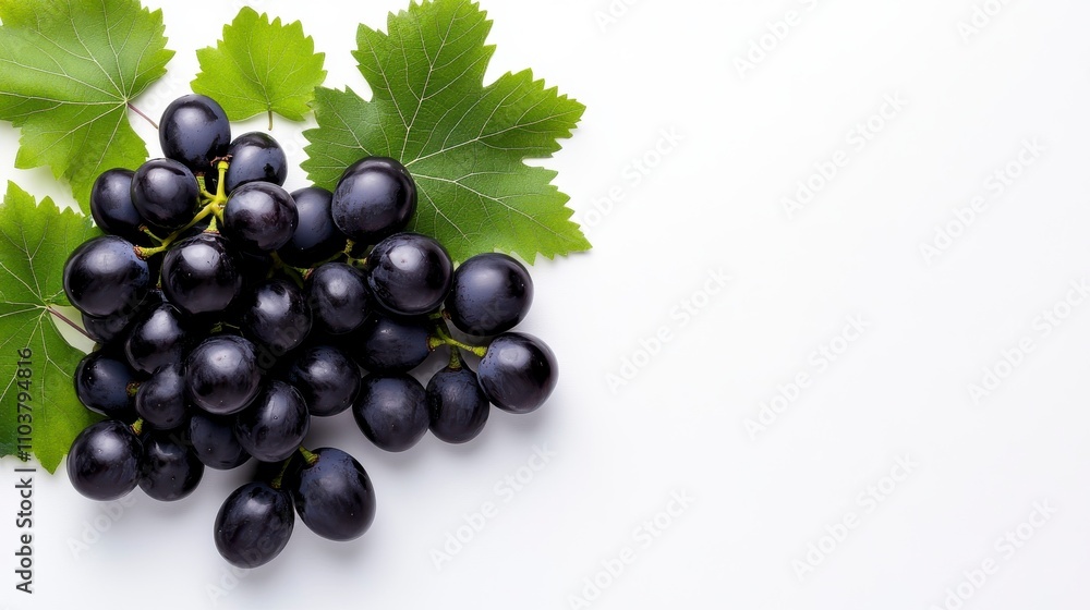 Fresh and Juicy Black Grapes with Green Leaves Arranged on a Light Background Fresh Organic Fruit for Healthy Lifestyle and Delicious Snacks Fresh and Juicy Black Grapes with Green Leaves Arranged on a Light Background Fresh Organic Fruit for Healthy Lifestyle and Delicious Snacks