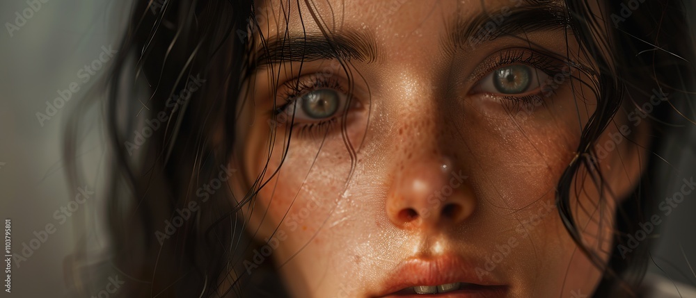 Captivating Young Woman with Stunning Eyes and Hair: Ideal for Beauty, Fashion, and Cosmetics Captivating Young Woman with Stunning Eyes and Hair: Ideal for Beauty, Fashion, and Cosmetics