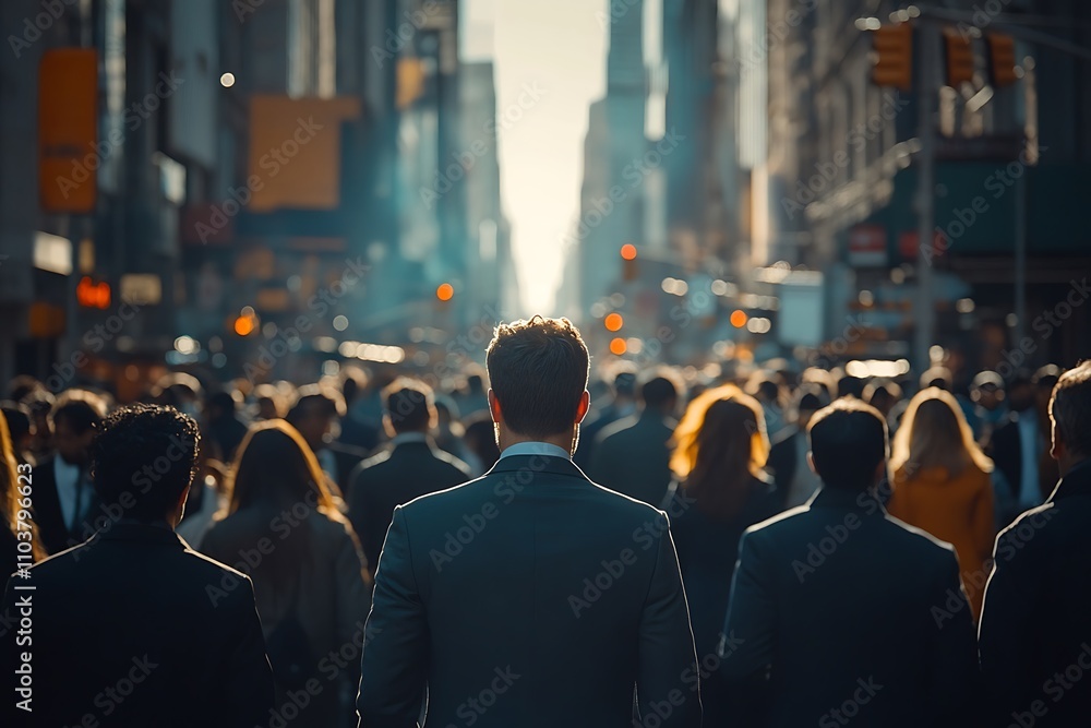 Businessman Commutes Through New York Metropolis Businessman Commutes Through New York Metropolis