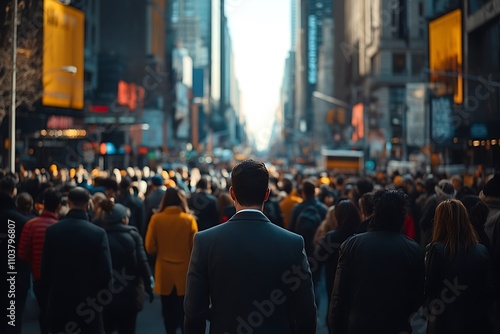 Businessman in Anonymous City Crowd Rush Hour Scale