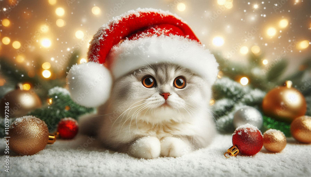 kitten in a Christmas hat kitten in a Christmas hat