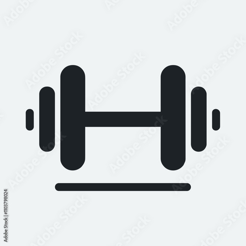 Minimalist dumbbell icon with clean lines in black and gray