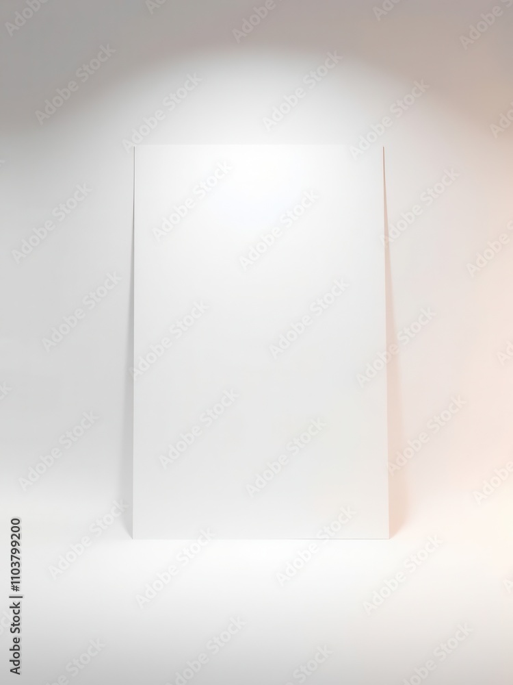 Sheet of paper on a plain white background with a subtle light source, illumination, shadow, white background Sheet of paper on a plain white background with a subtle light source, illumination, shadow, white background