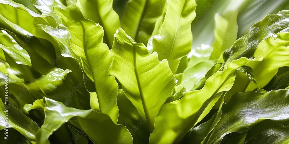 Obraz premium Lush and vibrant Bird s Nest Fern displays the unique characteristics of the Asplenium nidus variety, making it an eye catching addition to any collection of indoor plants or botanical imagery.