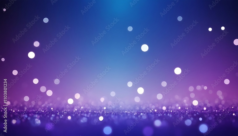 Naklejka premium Abstract blue and purple blurred bokeh light on dark background. New Year holiday card template. Magic falling snow backdrop.10