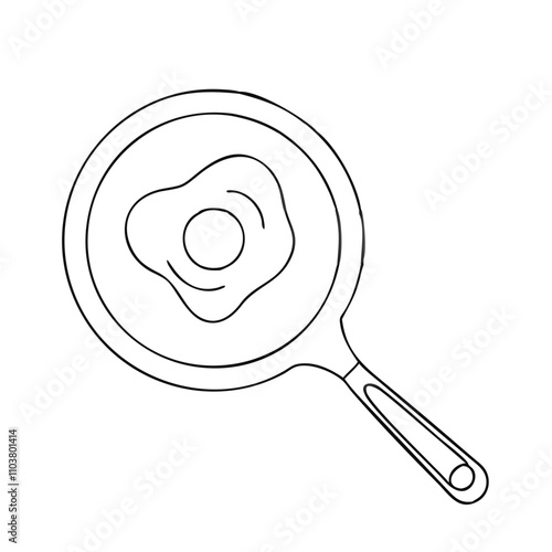 Good icon of frying pan with egg for cooking breakfast.
