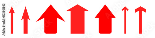 red arrows icon on white. arrow up sign. upward, upwards direction