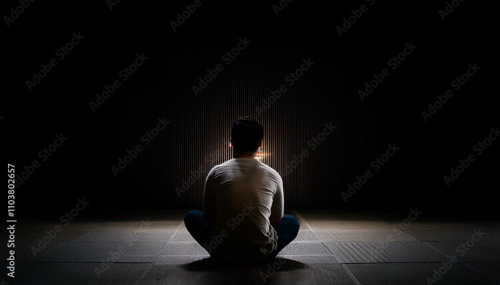 어두운 방 한가운데 앉아있는 사람이 등을 돌리고 있는 장면 어두운 방 한가운데 앉아있는 사람이 등을 돌리고 있는 장면