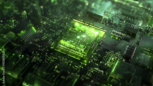 green circuit board generated by AI technology