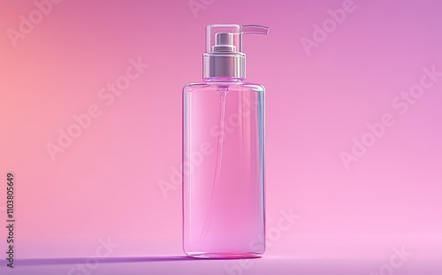 In the gentle evening light, a vivid purple soap dispenser stands elegantly against a backdrop of colorful gradients.