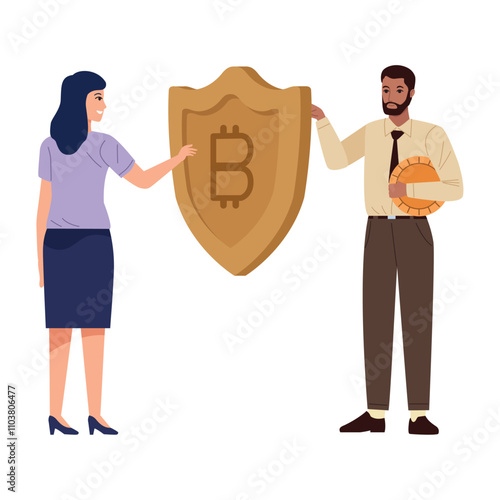 business man woman bitcoin crypto currency