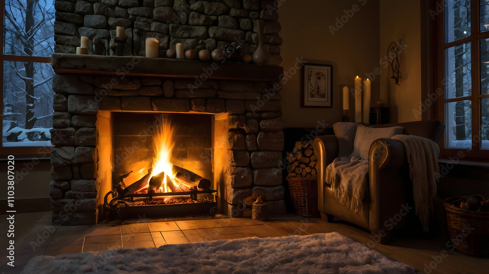 fireplace with fire, ai generated fireplace with fire, ai generated